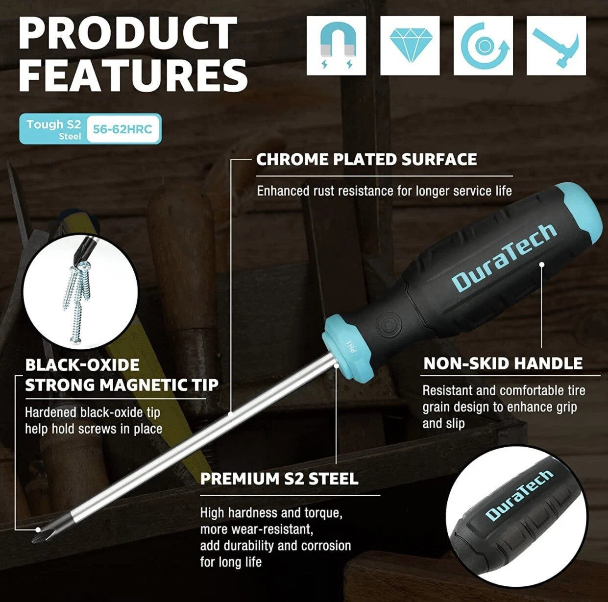 6 Pcs Magnetic Screwdriver Set, Magnet Tip 180 Rotating