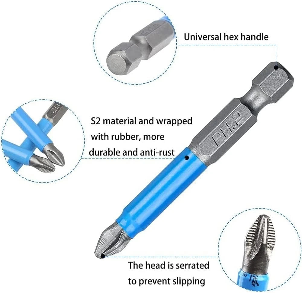 Fixinus 12 Pieces Magnetic Phillips & Pozidriv Screwdriver Bit Set, 1/4 Inch Hex
