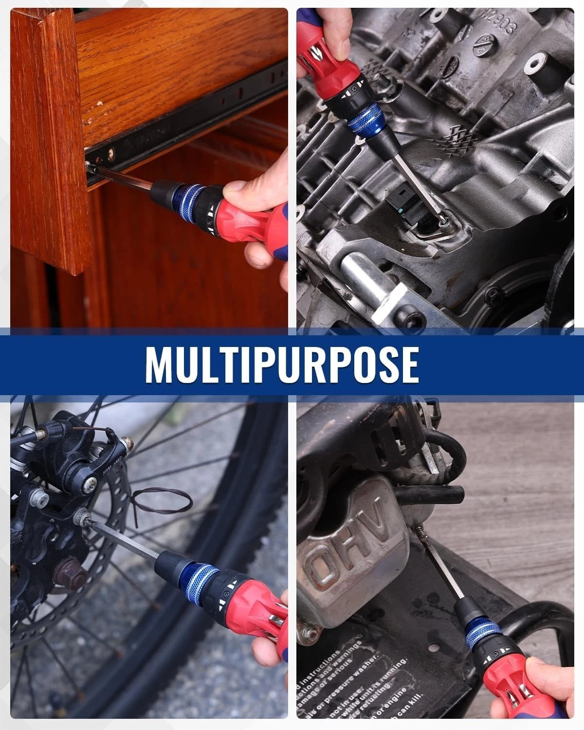 12-in-1 Ratcheting Multi-Bit Screwdriver Set Quick-Load Handle Home DIY