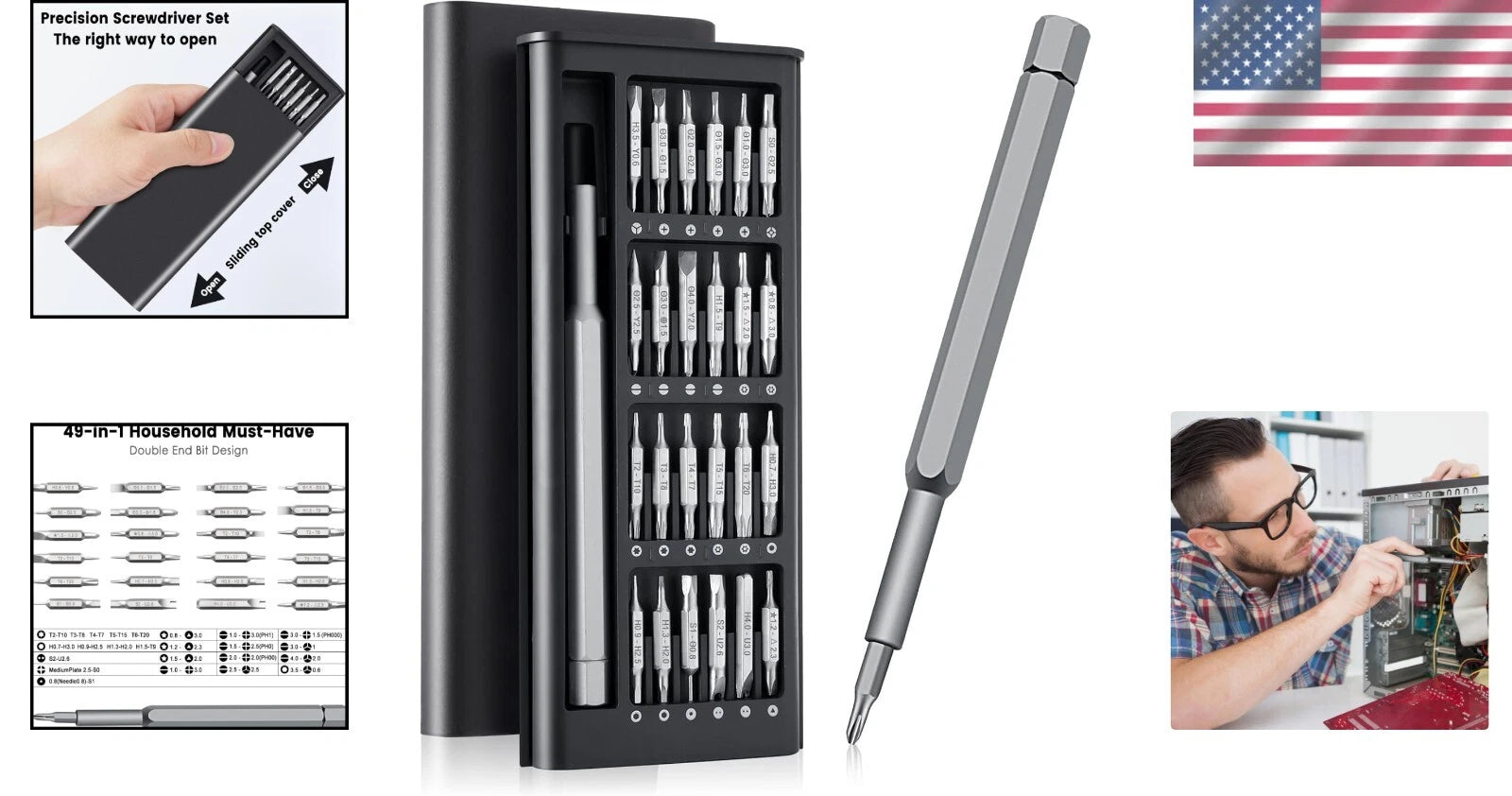 49pc Small Precision Screwdriver Set Magnetic Electronics Laptop Phones Drones