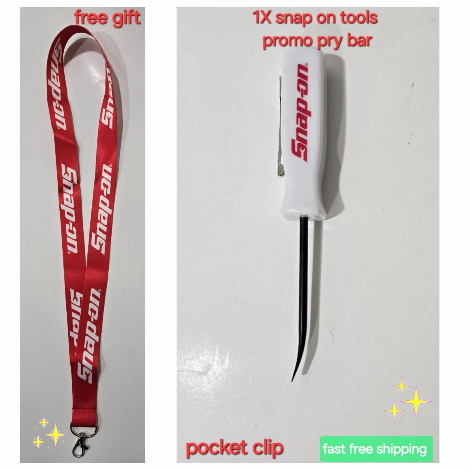 1X White Snap on tools Promo PRY BAR screwdrivers per order pocket Clip NEW+GIFT