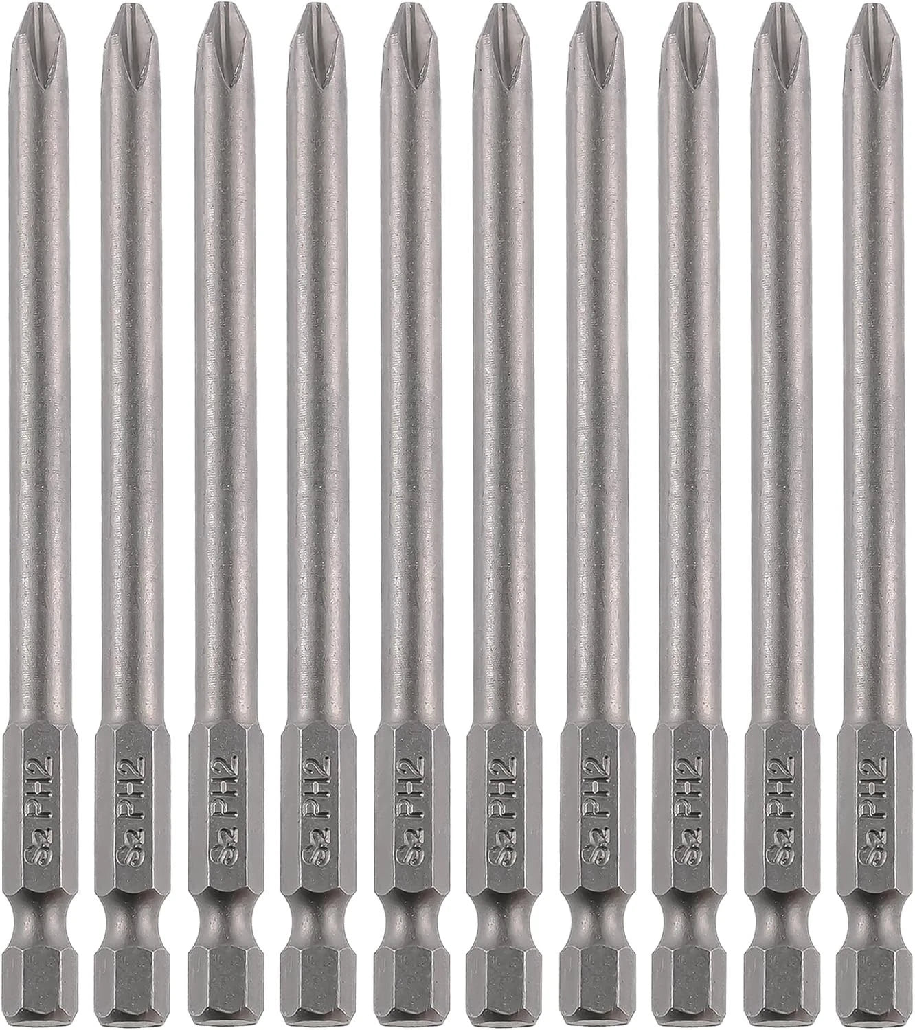 Precision 10PCS Phillips Screwdriver Bit Set - 4 Inch S2 Steel with Magnetic Tip