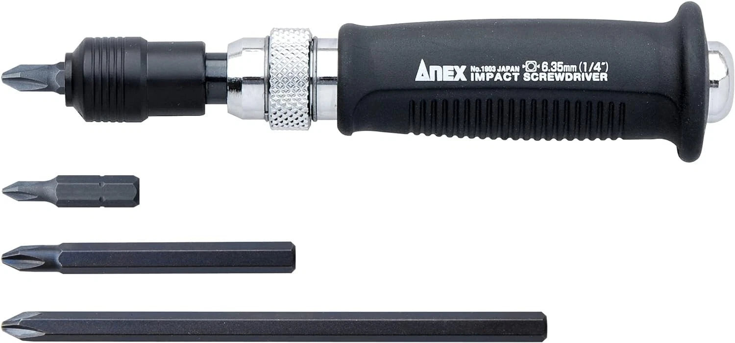 ANEX 1903-S Mini Impact Screwdriver with 4 Bits From Japan