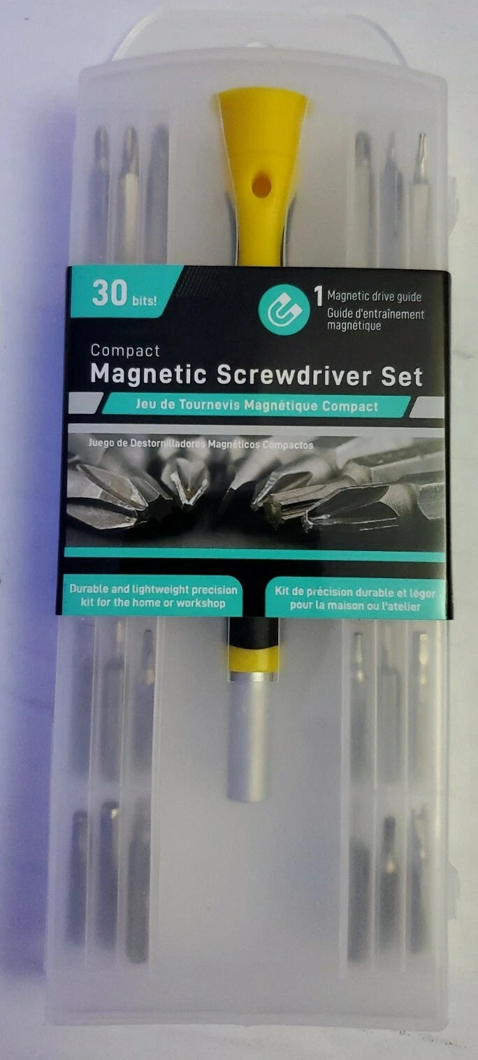 30 Piece Compact Magnetic Screwdriver Set.