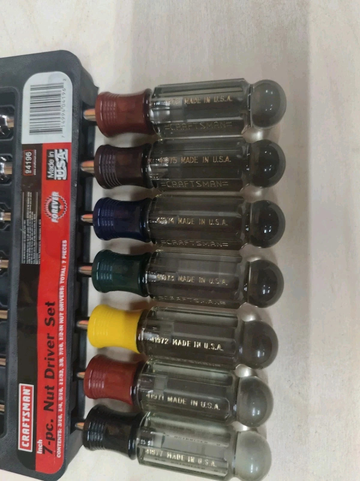 Craftsman USA 9-4196 Nutdriver Set 7 Pc w/ wall holder 3/16" thru 1/2"  H Series