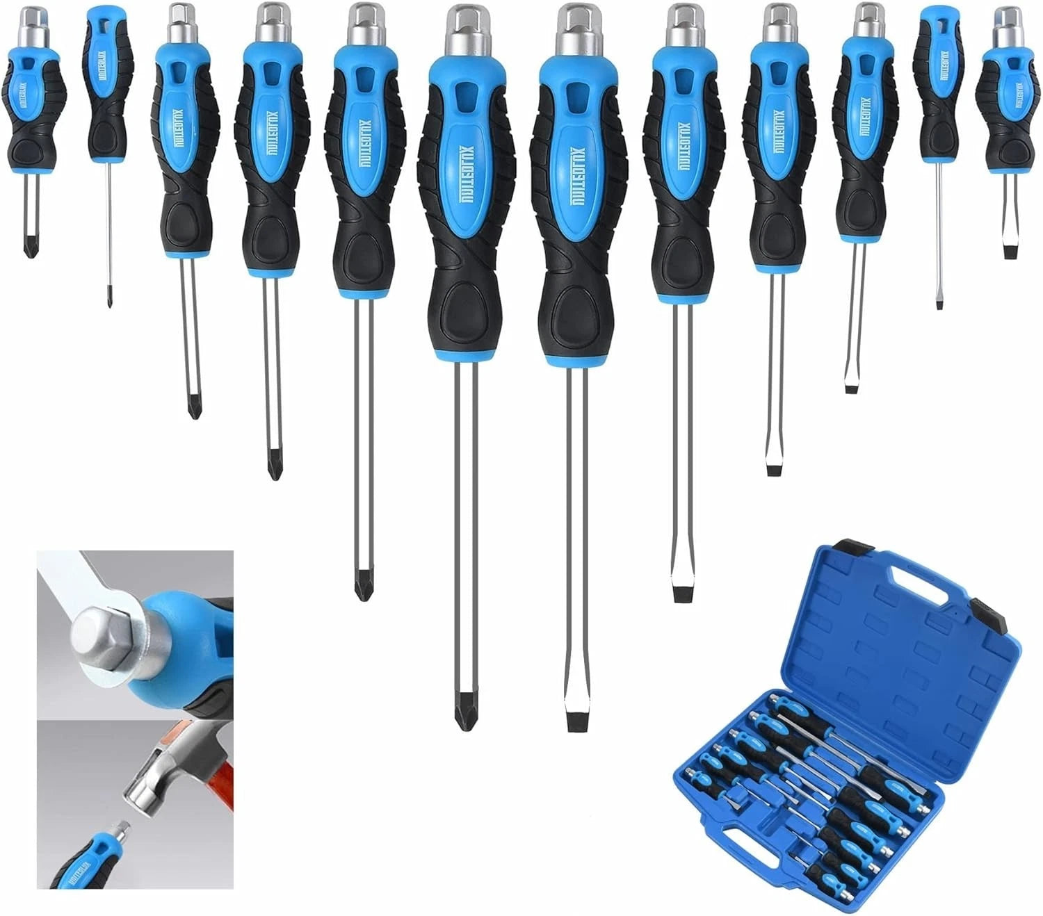 12-Piece Magnetic Screwdriver Set, Heavy Duty Screwdriver Set Go-Thru Steel Blad
