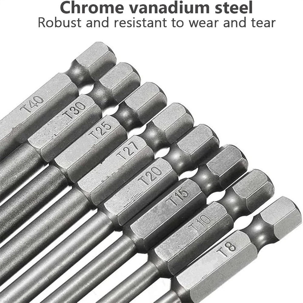 50Pc Long 75Mm Hex Torx Star Security Bit Set Tamper Proof Screwdriver With Case