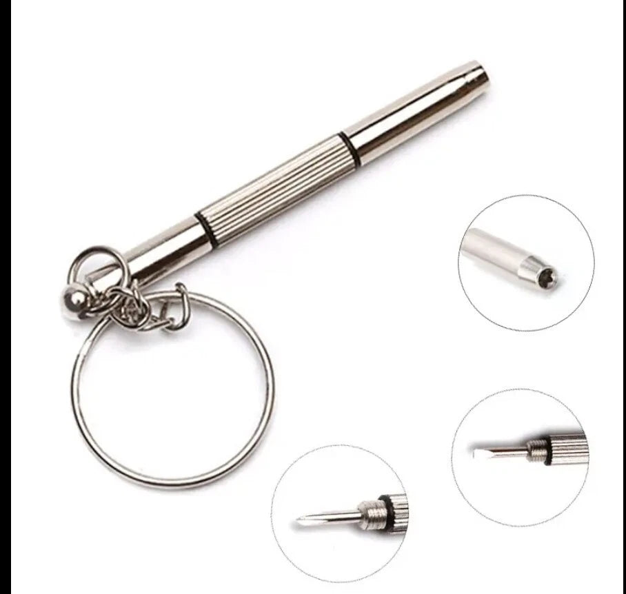 3 In 1 Mini Screwdriver Keyring Repair Set Multi Tool For Glasses, Phone, Watch