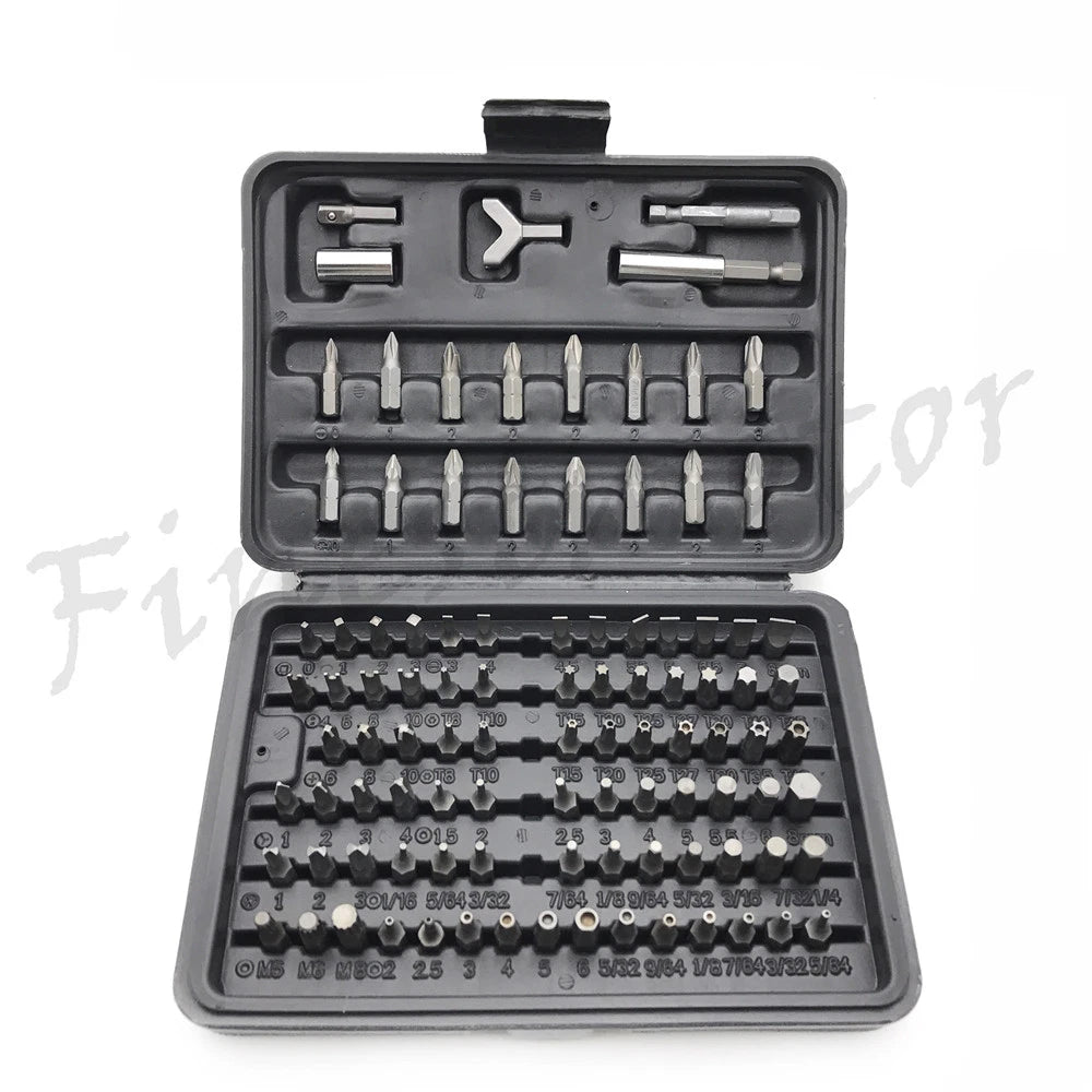 100Pcs 1/4" Torx Hex Torq Security Bit Set Tamper Proof Case Screwdrivers Bits