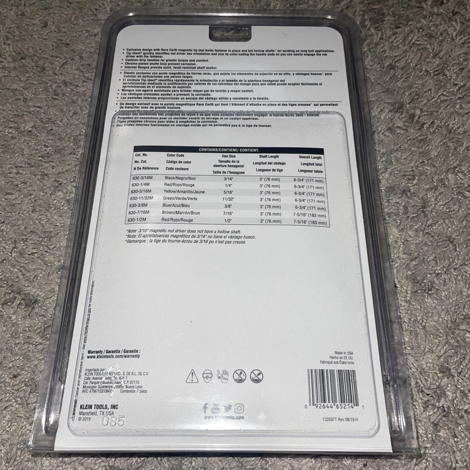 Klein Tools 631M 3-Inch Shaft Nut Driver Set - 7 Piece