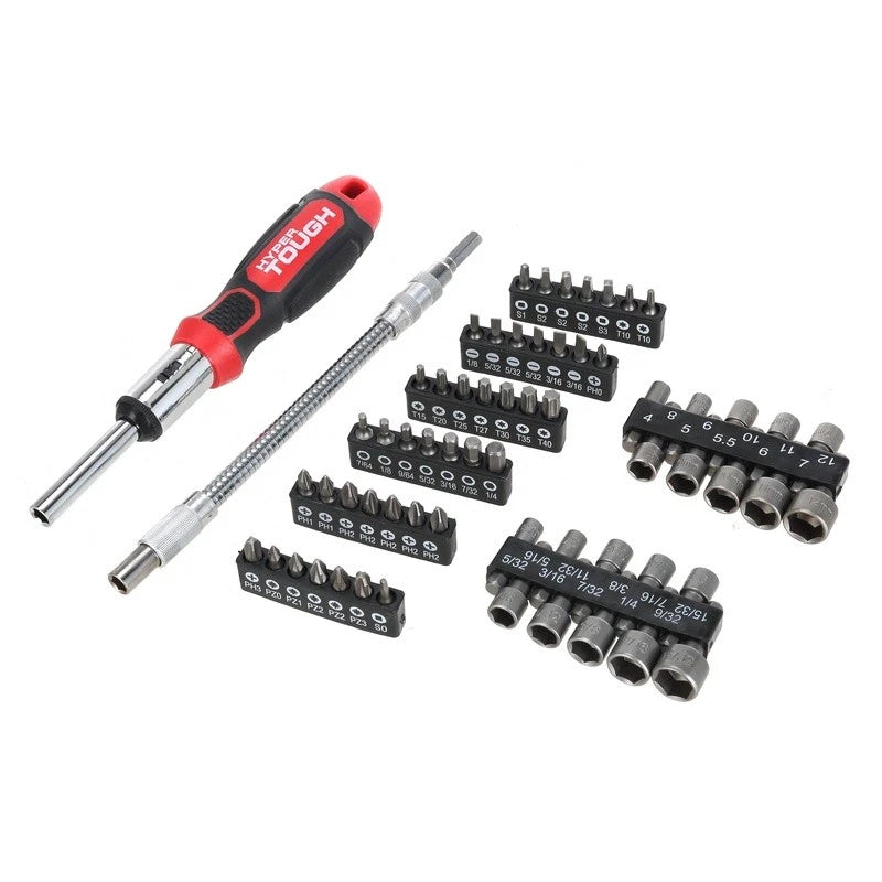 64 Piece Ratcheting Screwdriver & Nut Driver Set W/ Magnetic Tip Flex Extension