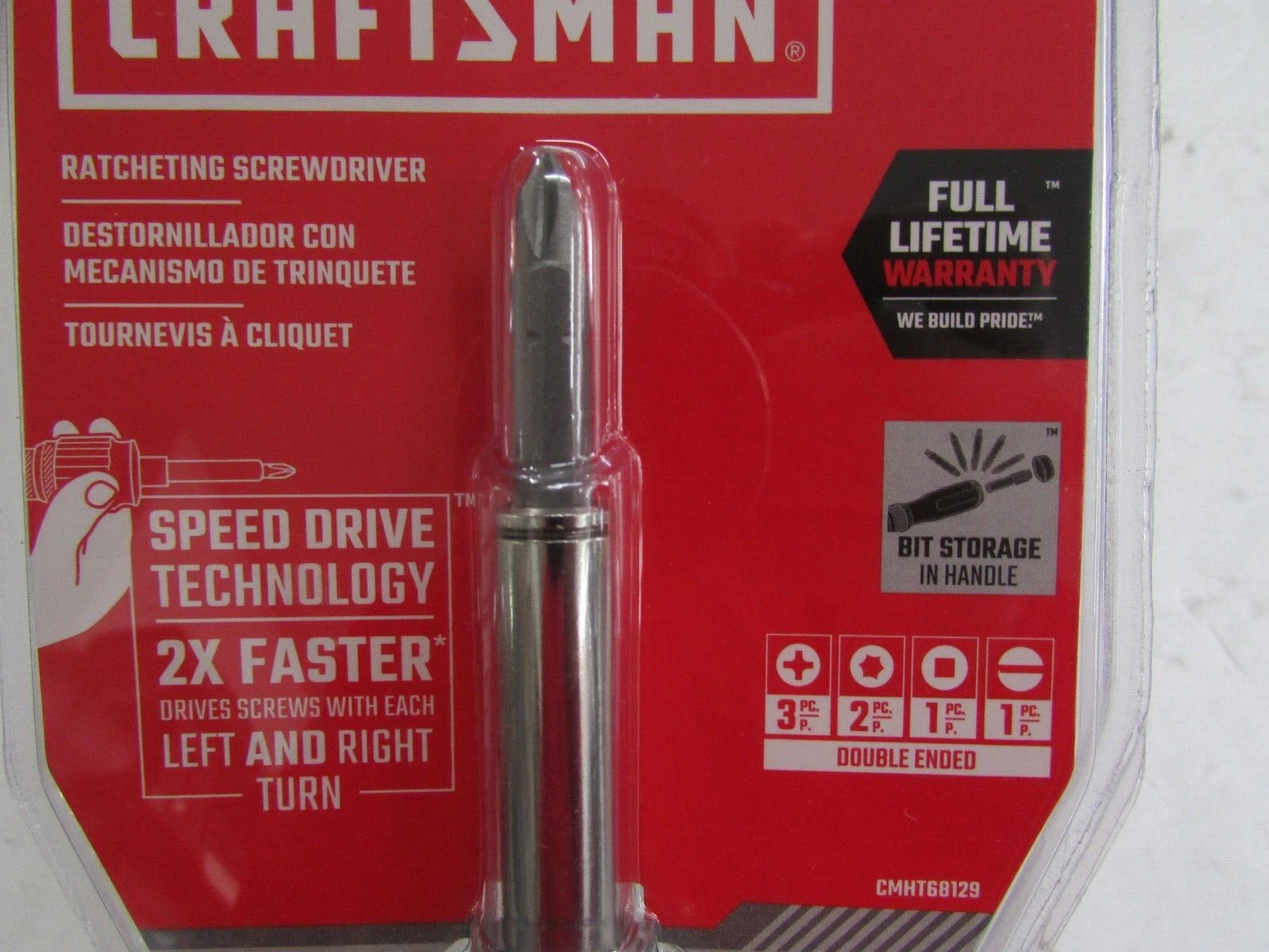 CRAFTSMAN Ratcheting Screwdriver SpeedDrive 2inch Double Ended Bits Included