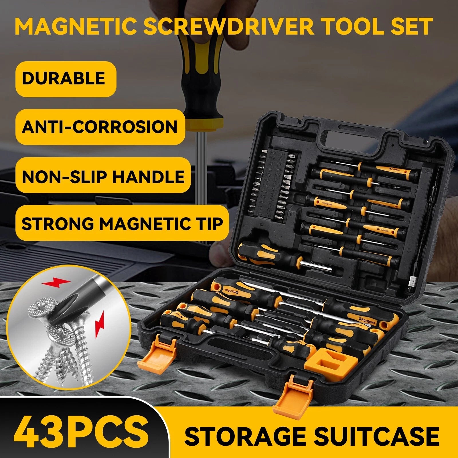 43-pc Magnetic Screwdriver Set w/ Case & Heat Shrink Repair Tool Kit