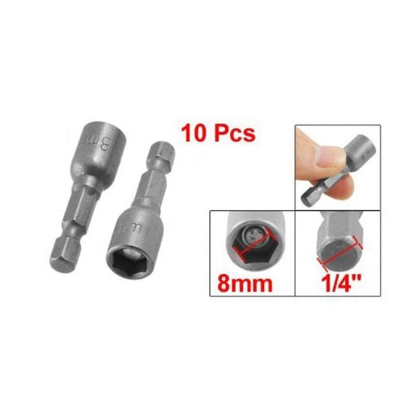 Hex Magnetic Power 8Mm 5/16 Socket Adapter Drill Bit Nut Driver Set 1/4 Inch He