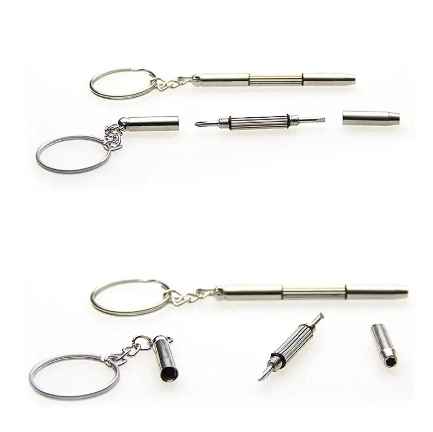 3 In 1 Mini Screwdriver Keyring Repair Set Multi Tool For Glasses, Phone, Watch