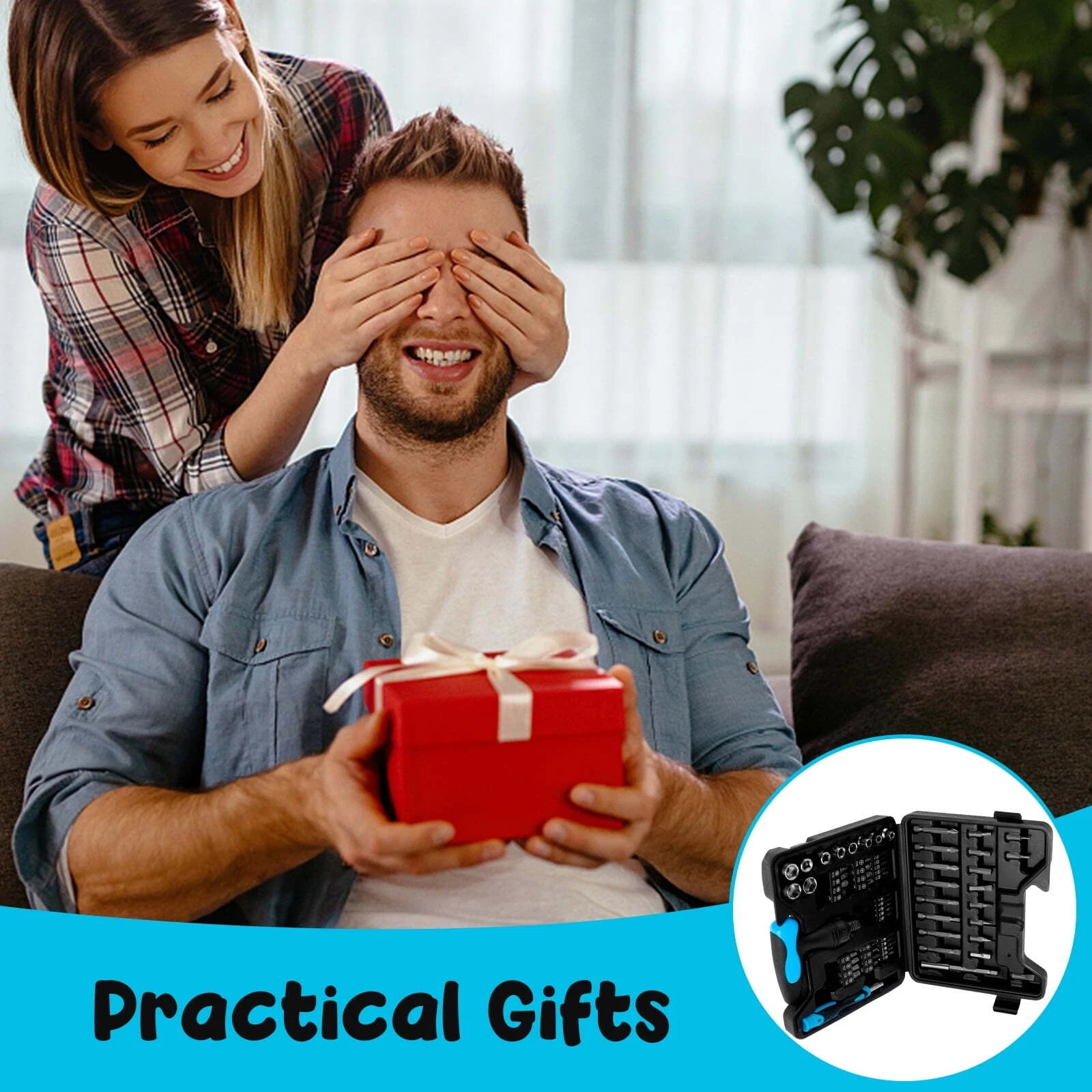 63-Piece Screwdriver Bit Set with Ratchet Wrench & Magnetic Home Repair Kit