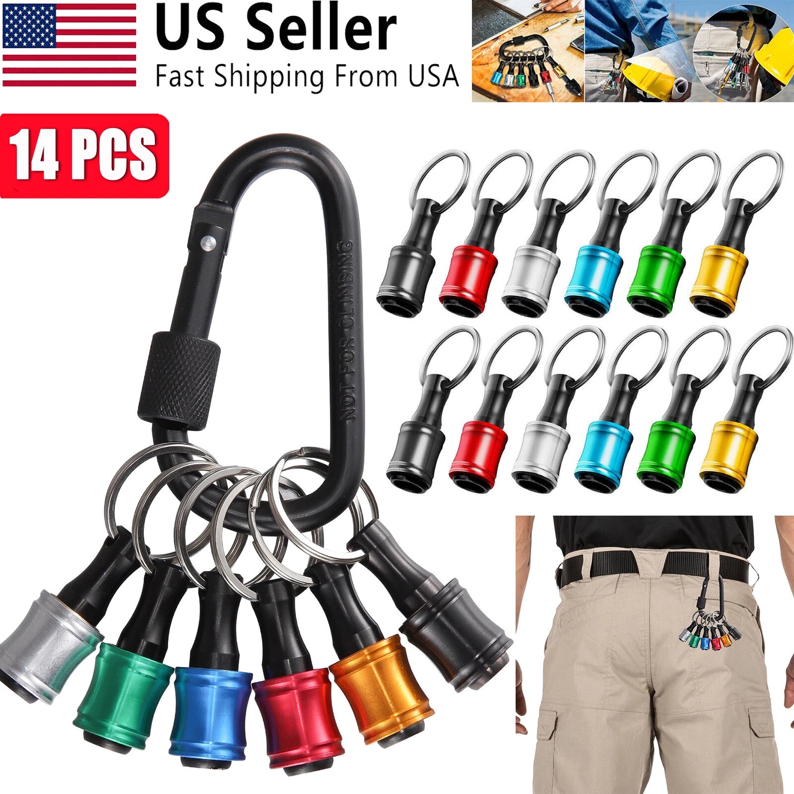 7-21x 1/4" Hex Shank Quick Release Keychain Screwdriver Drill Bit Holder Bit Set