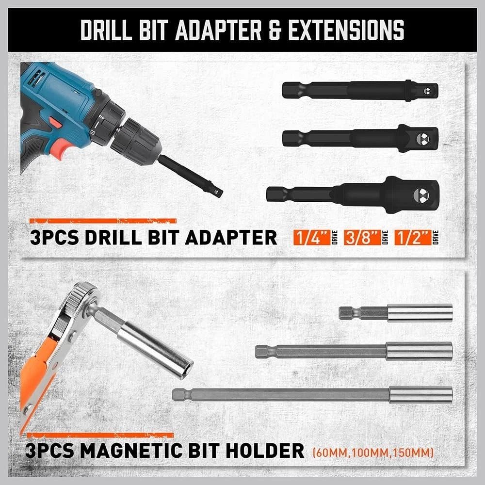Magnetic Nut Driver Set | 47-Piece | Nut Driver Set for Impact Drill | SAE (1/4"
