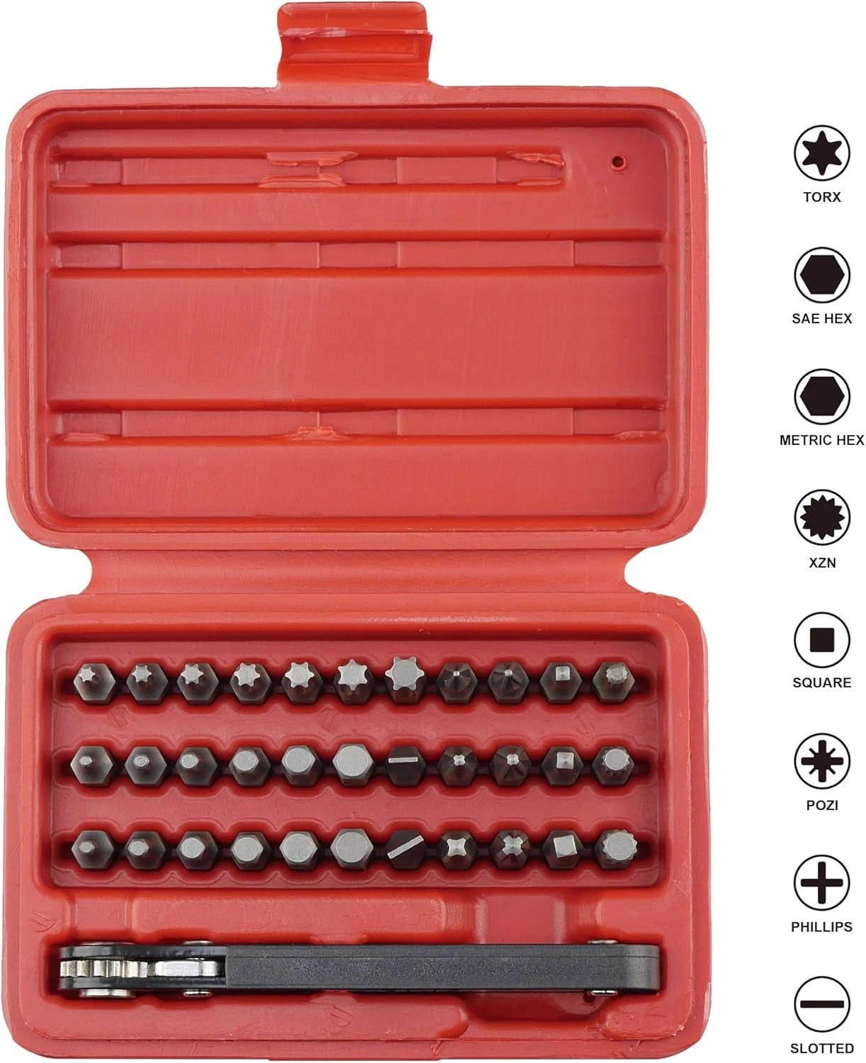 K402 Screwdriver Bit Set with Mini Ratchet General Purpose, Black, Grey