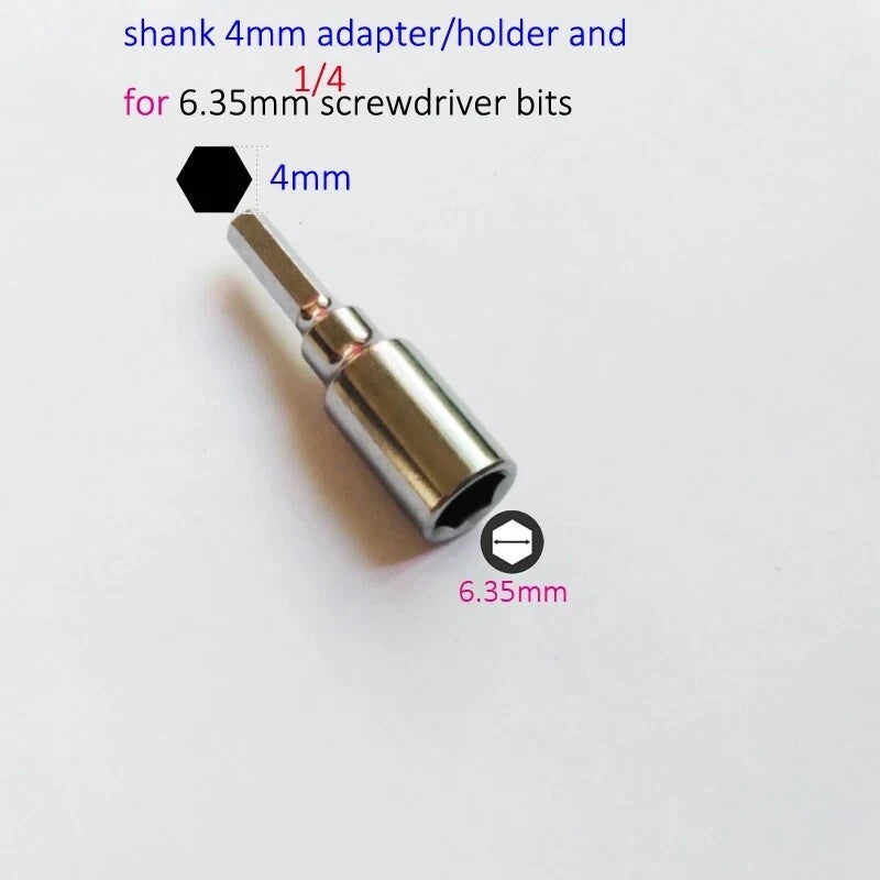 Micro Bit Adapter Hex 4mm to 6.35mm 1/4" Screwdriver Bits Magnetic System 4 Tool