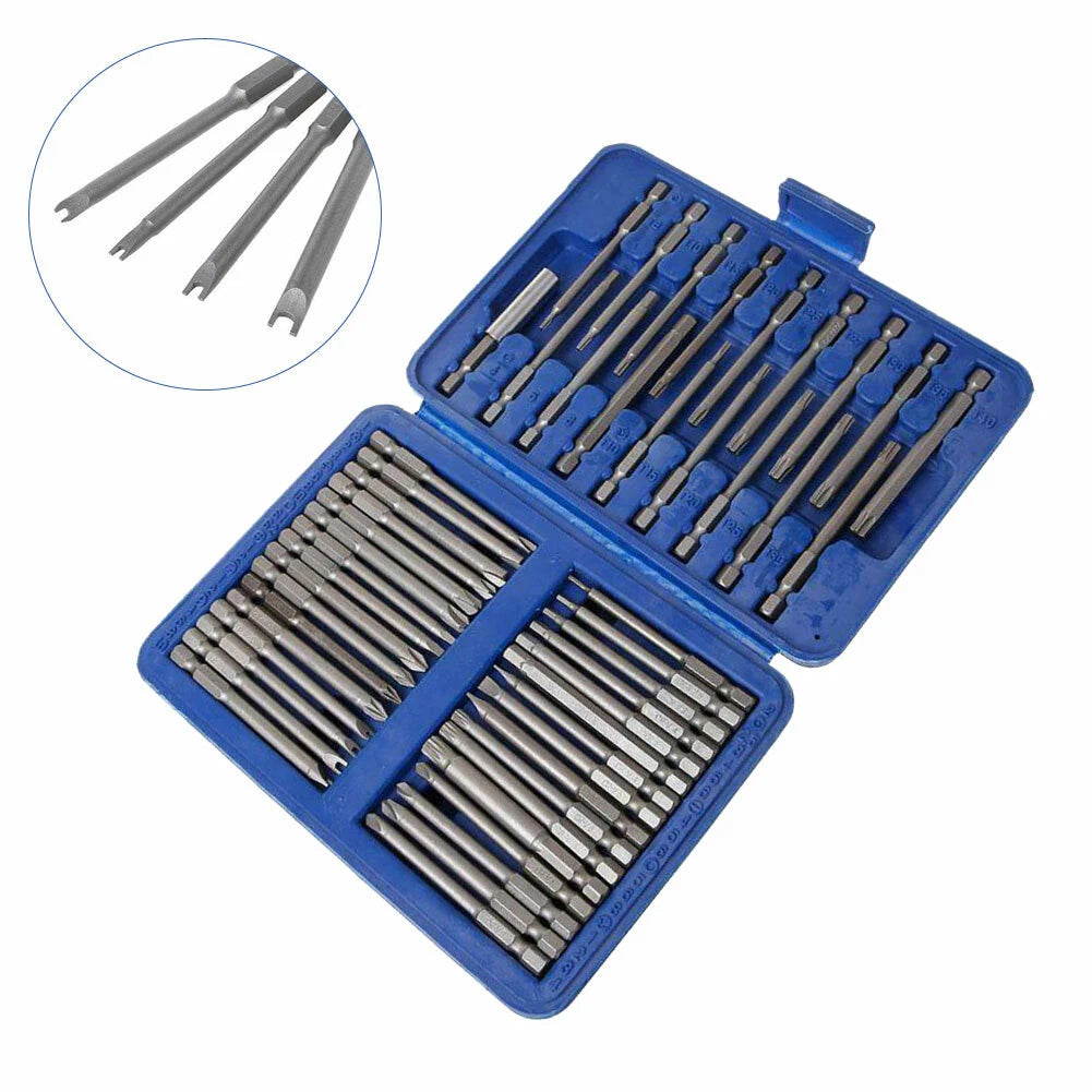 50pcs 75mm Security Screwdriver Bits Extra Long Reach Bit Torx Star Hex Spline