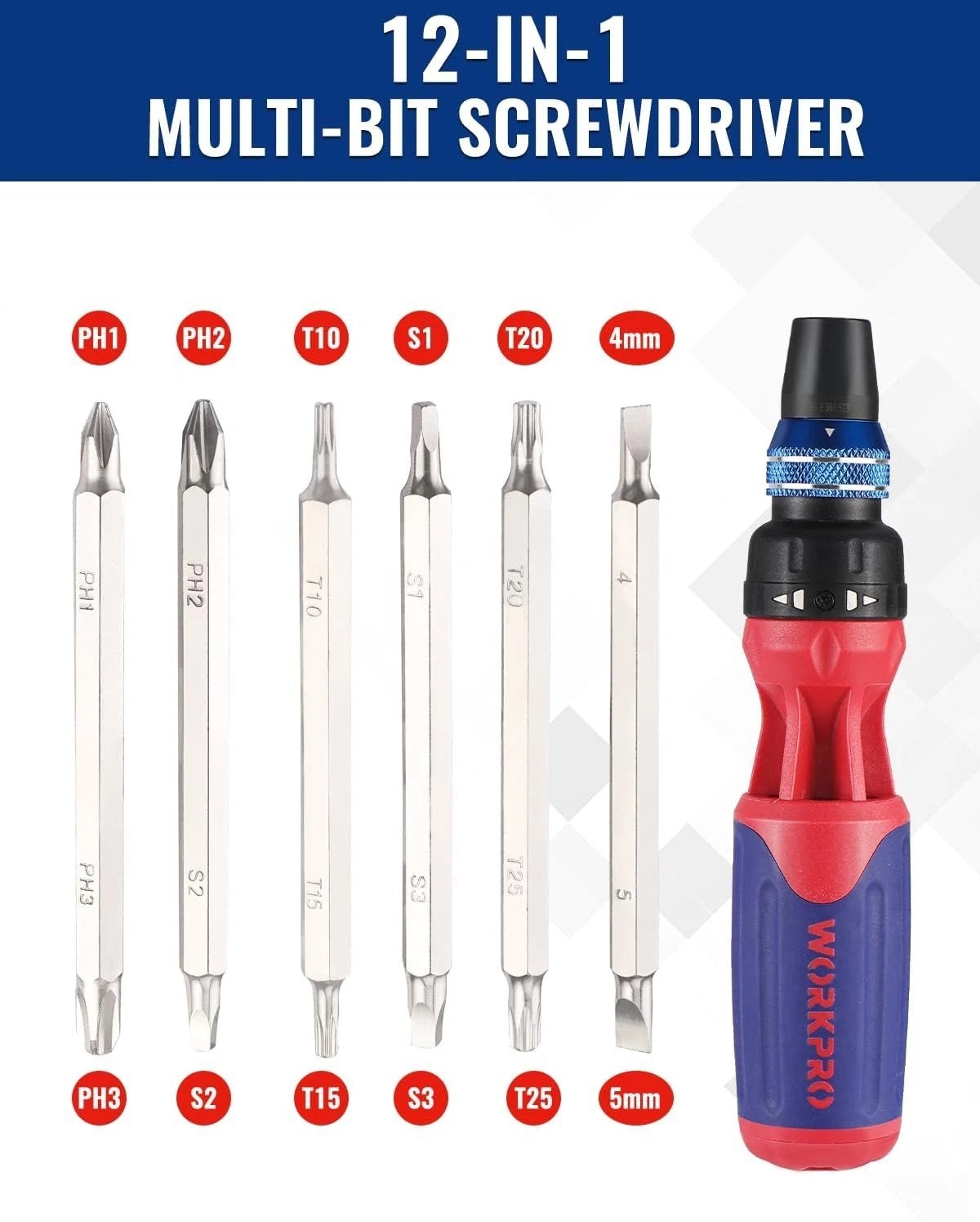 12-in-1 Ratcheting Multi-Bit Screwdriver Set Quick-Load Handle Home DIY