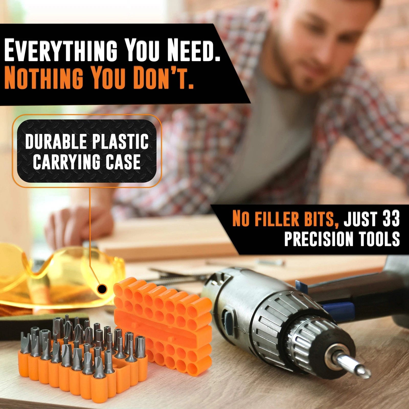 33pc Security Bit Set – Includes Security Torx, Metric and SAE Hex, Torq, Spanne