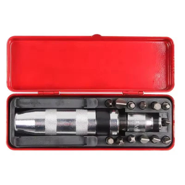 14PCS Impact Screwdriver Set Reversible Shock Screw Driver Chisel Bits Tools Kit