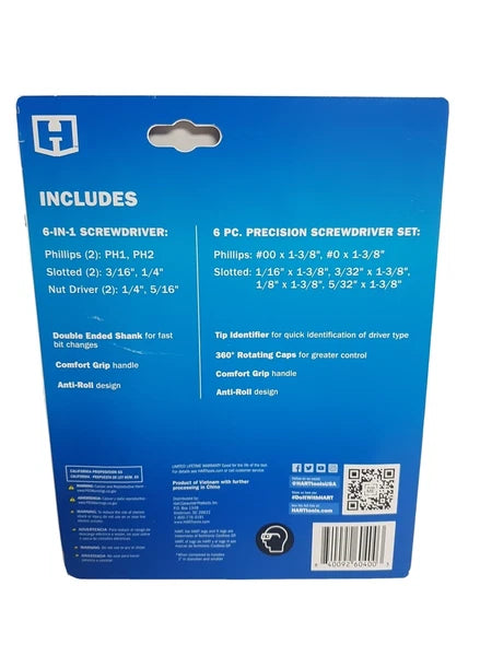 HART 6-in-1 Screwdriver and Precision Set