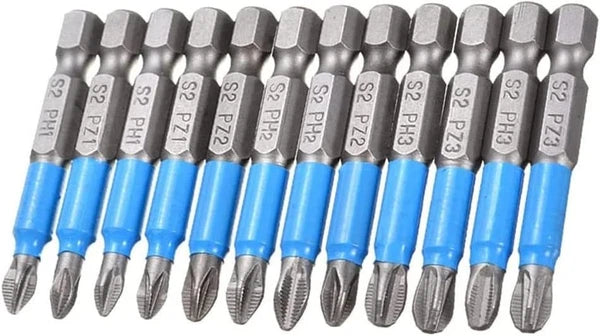 Fixinus 12 Pieces Magnetic Phillips & Pozidriv Screwdriver Bit Set, 1/4 Inch Hex