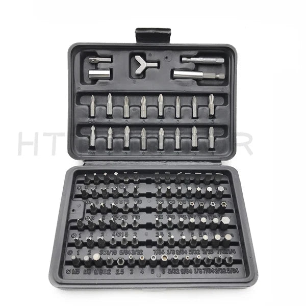 100Pcs 1/4" Torx Hex Torq Security Bit Set Tamper Proof Case Screwdrivers Bits