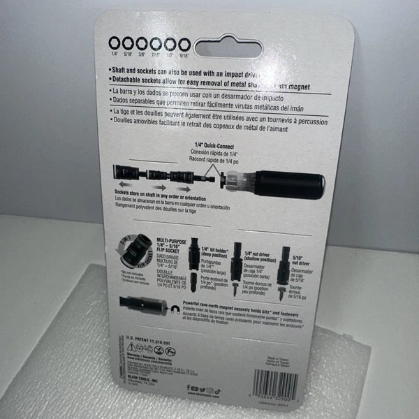 Brand New Klein Tools 32900R 7-In-1 Impact Flip Socket Set With 5” Handle