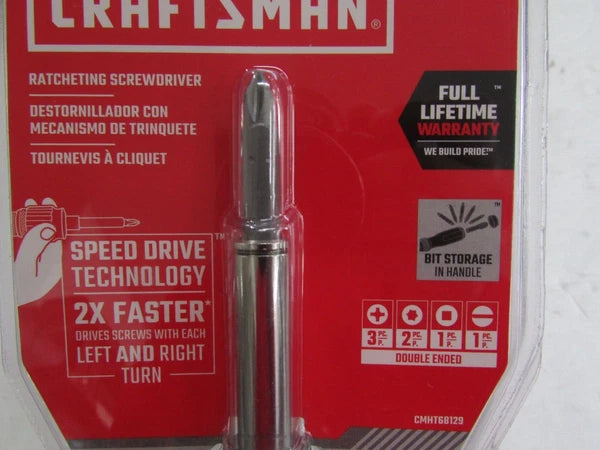 CRAFTSMAN Ratcheting Screwdriver SpeedDrive 2inch Double Ended Bits Included