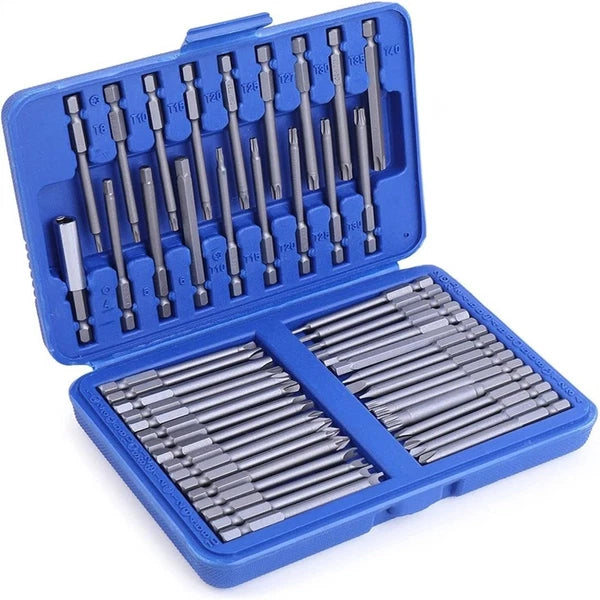 50Pc Long 75Mm Hex Torx Star Security Bit Set Tamper Proof Screwdriver With Case