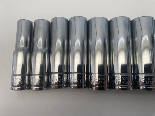 Blue Point 3/8” Deep Socket Set 10-19mm 12 Point 10pc Set As Sold By Snap On