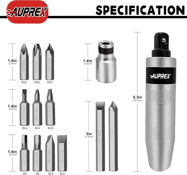 Juego de destornilladores manuales de impacto manual 1/2 pulgadas, 12 piezas