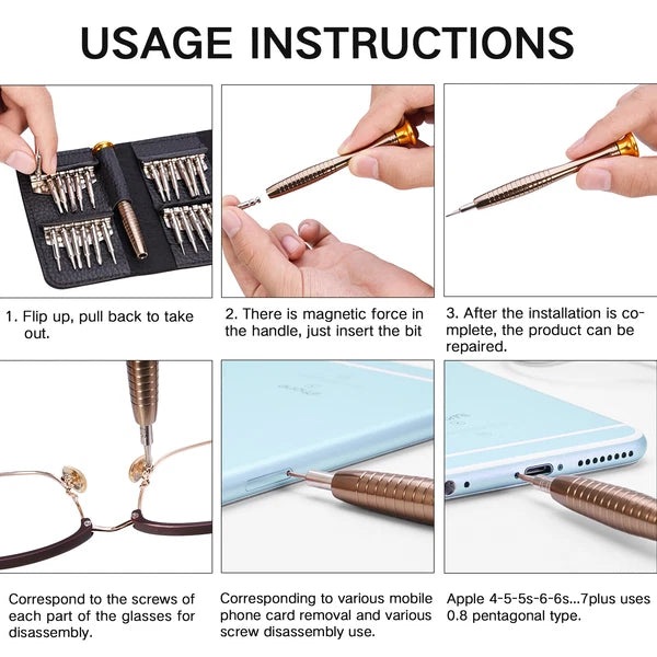 25 in 1 Precision Screwdriver Set Mini Repair Kit for Phones Watches Electronics