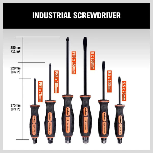 6-Pieces Magnetic Screwdriver Set for Fastening, Chiselling Loosening Screw