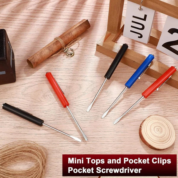 12 Pcs Pocket Screwdriver Magnetic with Single Blade Flat Head Mini Tops new