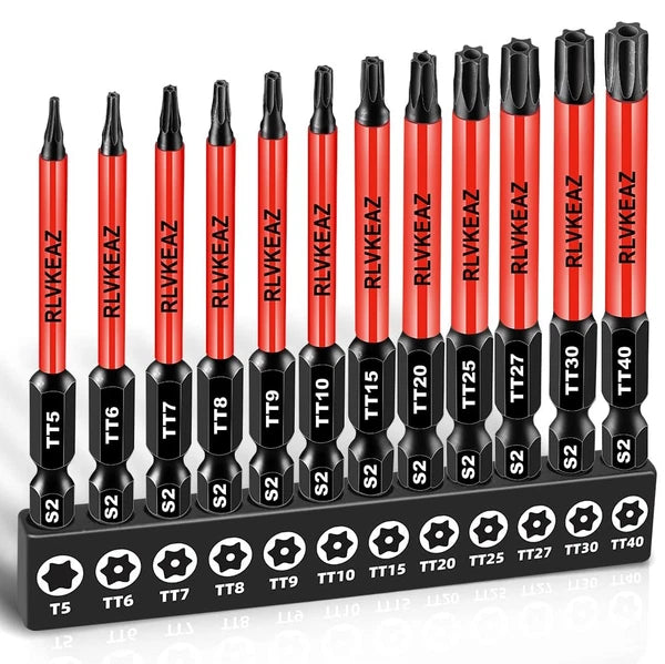12-Piece Impact Security Torx Bit Set (T5-T40), 3-Inch Long S2 Steel...