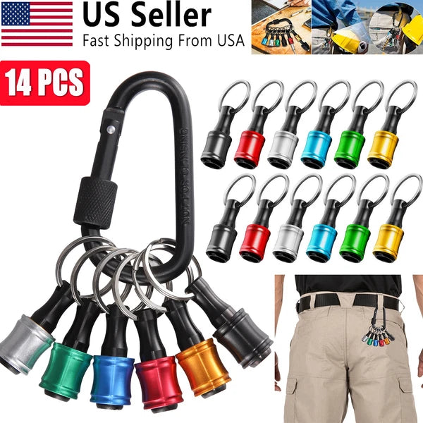 7-21x 1/4" Hex Shank Quick Release Keychain Screwdriver Drill Bit Holder Bit Set