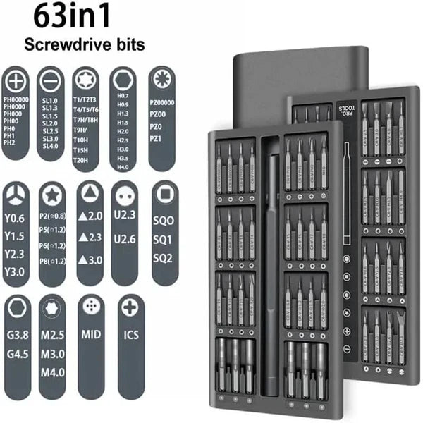 63 in 1 Precision Screwdriver Set Magnetic Screw Driver Kit Bits Repair Tool