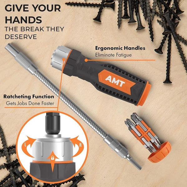 12-in-1 Ergonomic Flexible Shaft Screwdriver - Versatile Tool for Tight Spaces