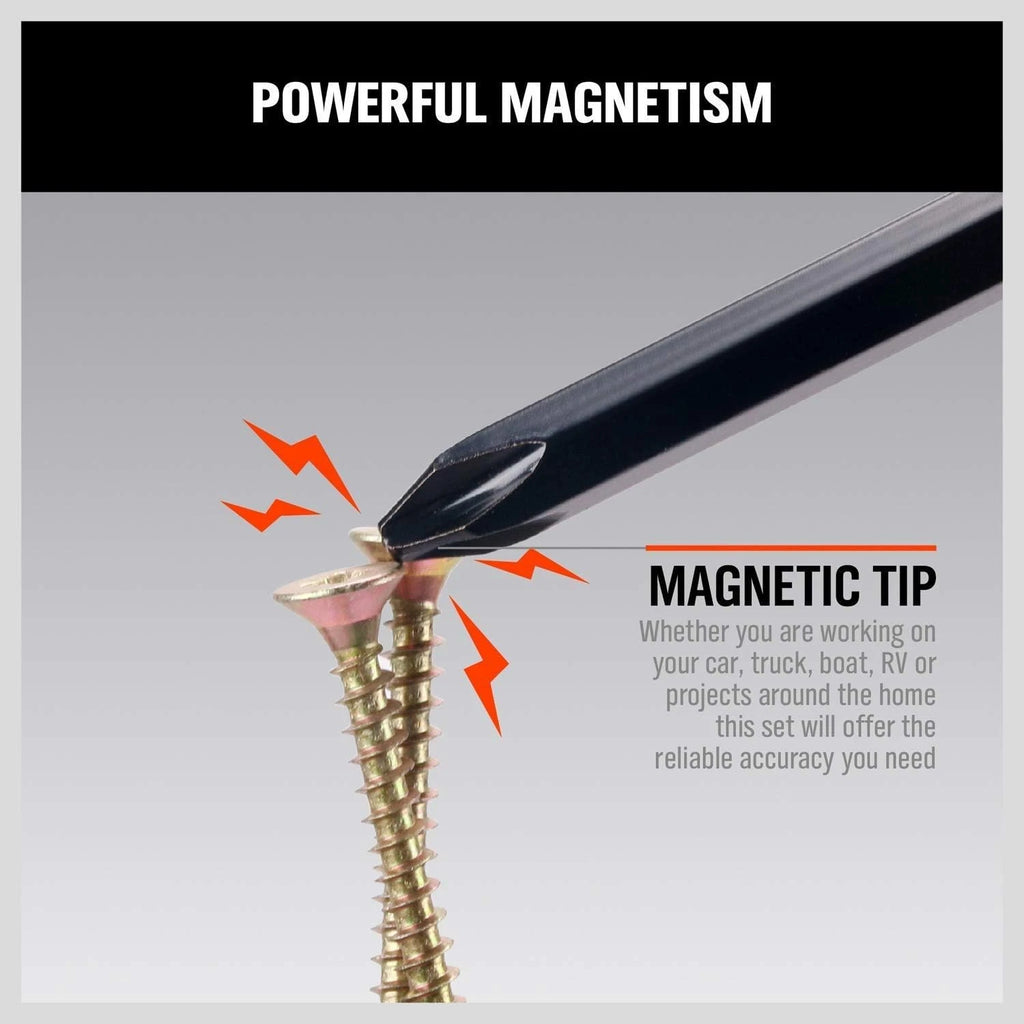 6-Pieces Magnetic Screwdriver Set for Fastening, Chiselling Loosening Screw