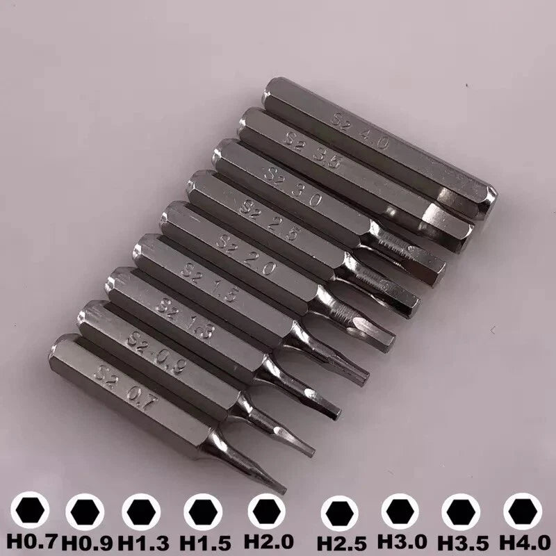 9PC Hex 4mm Bits Set H0.7,H0.9,H1.3,H1.5,H2.0,H2.5,H3.0,H3.5,H4.0 System 4
