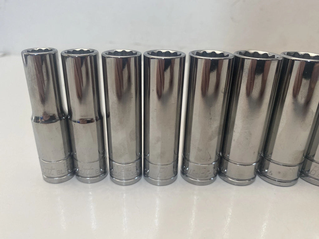 Blue Point 3/8” Deep Socket Set 10-19mm 12 Point 10pc Set As Sold By Snap On