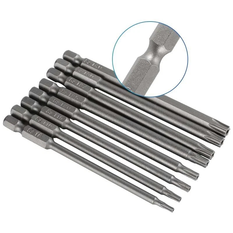 8PCS Torx Screwdriver Drill Bit Set 100MM Extra Long Hex Security Magnetic Head