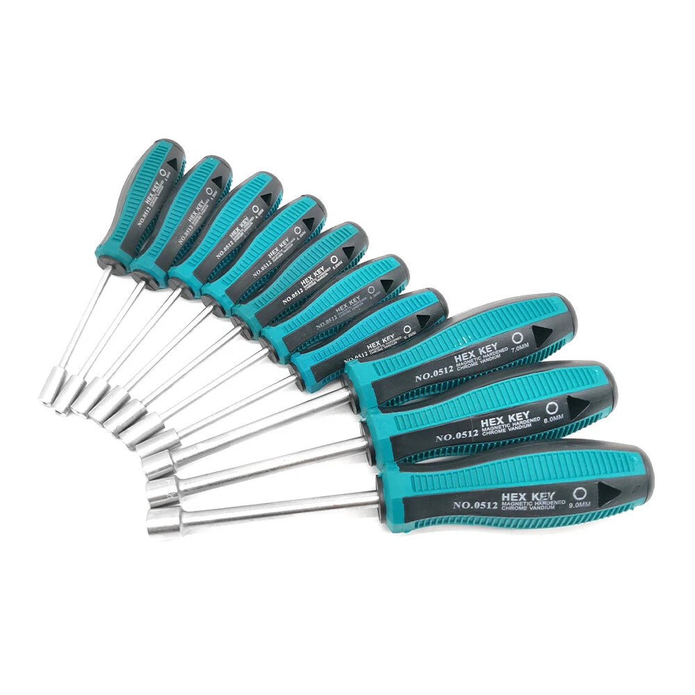 8/10Pcs Hex Nut Driver Socket Screwdriver Chrome Alloy Steel Deep Hole Set