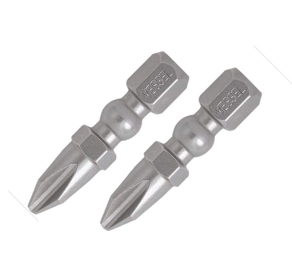 Vessel 2pc Phillips JIS Impact Ball Torsion Bit Set PH2 x 1'' Made In Japan