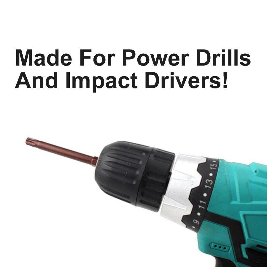 12x Tamper Proof Star Impact Driver Bit Set Security Screwdriver Bits Hex Shank